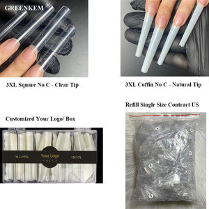 Etiqueta privada XLTapered Square Clear No C Curve Easy French Half Cover Straight XXXL Coffin <span class=keywords><strong>XXL</strong></span> Square con puntas de uñas de guía - Product Image 6