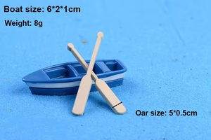 Miniatura de <span class=keywords><strong>Barco</strong></span> de Resina Azul con Remos Dobles, Modelo de Mini <span class=keywords><strong>Barco</strong></span> para Decoración de Micropaisajes, Escenas de Playa y Océano - Product Image 3