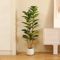 Arbre artificiel en pot de 60 pouces, figuier à feuilles de violon, avec feuilles réalistes et tronc naturel, plantes artificielles pour décoration intérieure et extérieure