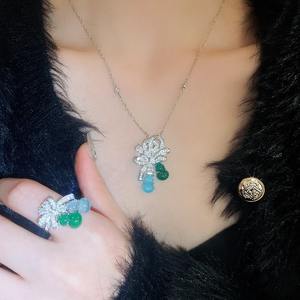 אופנה סינית חדשה ואבזרים אלגנטיים zircon שרשרת תליון פרפר וטבעת תכשיטים עדינים סט לנשים. - Product Image 3