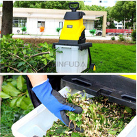 Broyeur de bois électrique 110/380/220V pour jardin avec bac de collecte pour branches, feuilles et brindilles