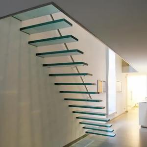 OEM Moderne Glas-Freischwebetreppe Freitragend 10+1,52+10mm Laminiertes Gehärtetes Glas Inneninstallation Umweltfreundlich Langlebig - Product Image 4