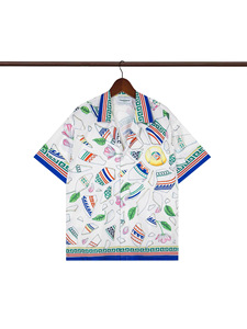 Летняя рубашка в винтажном стиле «Касабланка» с полосками, для пляжного отдыха на Гавайях, модная, ретро, из шелка, быстросохнущая, короткая - Product Image 2