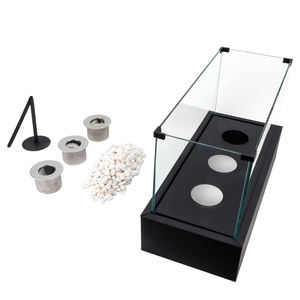 ABD Ücretsiz Kargo Etanol Şömine Metal Tabanlı Dumansız İç Mekan Ateş Çukuru Dekoratif Masaüstü Şömine 3 Brülörlü - Product Image 5