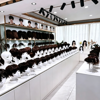 Comptoir de présentation de perruques pour salon de beauté, buste de mannequin circulaire, table de présentation, éclairage, rangement, étagère murale