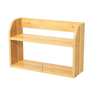 ชั้นวางเครื่องเทศไม้ไผ่แบบติดผนังสองชั้นสำหรับใช้ในครัว - Product Image 5