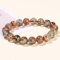 Cristal de pierres précieuses semi-précieuses de haute qualité or noir naturel Super Seven Quartz rutile perles rondes Bracelet pour femme