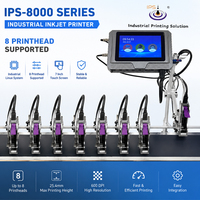 Impresora de Inyección de Tinta Térmica IPS-8001 Tij de 1-8 Cabezales, Fecha de Caducidad Variable, Número de Lote, Codificación de Clase
