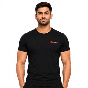 Men's <b>Black</b> Slim Fit Short Sleeve O-Neck T-<b>Shirt</b> Breathable Jersey Cotton Casual Wear Front Logo Printed T <b>shirts</b> - Product Image 1