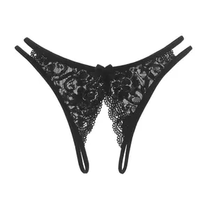 Ladies Open Crotch Panties With Pearl Sexy Underwear Underpants Lace G-String Briefs Sex Crotchless Panties For Women #1352