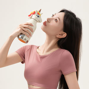 Tasse thermos sous vide pour enfants en acier inoxydable 316 Cartoon Dairy Unicorn Animal Head Design avec paille Bouteille d'eau pour enfants - Product Image 6