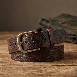 BS INTERNATIONAL OEM ODM Customized 100% Original Leather <b>Belts</b> Steel Pin Buckle Men's <b>Vintage</b> Solid Waterproof Durable - Product Image 1