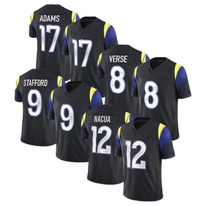 Camiseta de los Angeles Rams para Hombre # 12 Nacua # 8 Verso # 9 Stafford # Camiseta de Fútbol Negra 17 Adams - Product Image 1