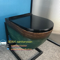 SDAYI Style moderne Moyen-Orient sans cadre en forme de P piège salle de bain en céramique suspendu Wc couleur toilette murale, bidet intégré