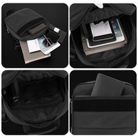 Sac bandoulière tendance en nylon imperméable avec fermeture éclair et logo personnalisé pour homme - Sac d'affaires de créateur pour ordinateur portable 8 pouces, noir, grande capacité