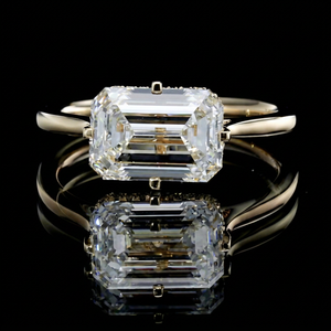 Anillo de compromiso clásico de diamante cultivado en laboratorio con corte esmeralda de 3.00 quilates, certificado IGI, oro rosa de 14K, 3-4g, regalo para mujer - Product Image 1