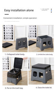 Toilette pliante en matériau PP, toilette portable avec couvercle, capacité de 75 kg, pour le <span class=keywords><strong>camping</strong></span>, la maison, les patients, les personnes âgées - Product Image 2