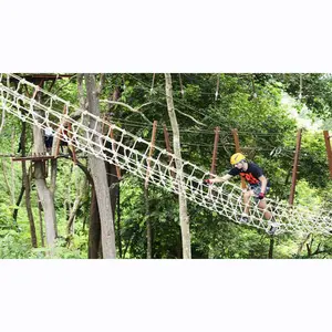 Rope Walking Wooden Plank Bridges Outdoor Hanging Bridge for Kids and Adults