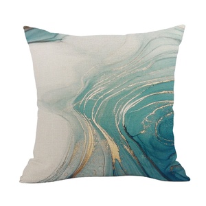 L-4547 Nuovo Design Personalizzato di Federe per Cuscini, Stile <span class=keywords><strong>Inchiostro</strong></span> Verde Dorato, Federe Decorative di Lusso Stampate in <span class=keywords><strong>Lino</strong></span> - Product Image 3