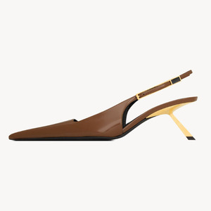 Women Pointed Toe Metal Buckles Pumps 5.5cm Gold High Heels Slingback Patent Stiletto Dress <b>Shoes</b> Side Cut Out Sexy Sandals - Product Image 3