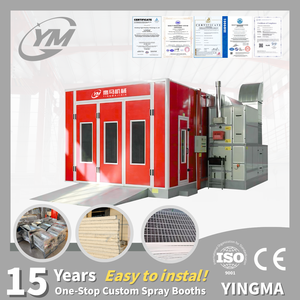 Cabine de <span class=keywords><strong>peinture</strong></span> automobile à chauffage diesel sans base <span class=keywords><strong>au</strong></span> sol, ventilateur haute puissance, semi-ascendant, finition aluminium, porte artisanale, certifiée CE - Product Image 1