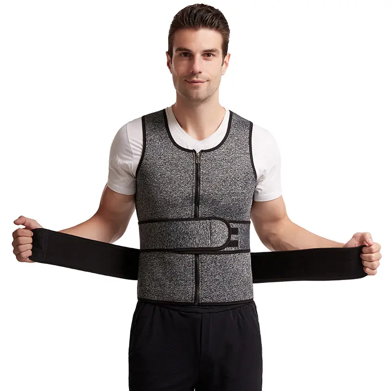 Neoprene Shaper Slimming Workout Compression Double Belt Men Slimming Belt Waist Trainer Vest With Zipper