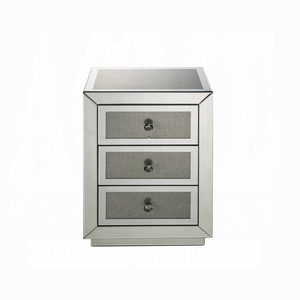 Comodino Stile Glamour con Tre Cassetti, Finitura a Specchio, Tavolino d'Accento Moderno per Arredamento Casa - Product Image 3