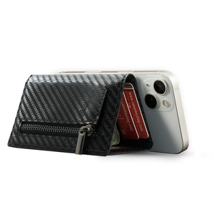 Casekey Carbon PU Leather Phone Cases Magnetic <b>Card</b> <b>Holder</b> <b>Wallet</b> Mobile Phone Cases - Product Image 1