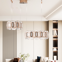 Lustre LED en verre cristal avec pierres précieuses, hauteur réglable, taille moyenne, pour salle à manger, salon, villa, couloir