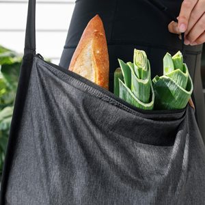 Sac de courses pliable anthracite avec fermeture éclair, ultra-léger, multi-usages, en tissu Ripstop auto-réparant, avec sangle en microfibre - Product Image 4