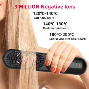 Huge Discount Premium Mch Rechargeable Negative Ion 5200mah Electric Cordless Wireless Hair Straightener Comb For Curly Hair