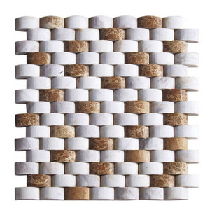 Fabricant de premier plan de panneaux muraux intérieurs 3D en pierre mosaïque courbée 1x2, personnalisables en blanc, beige, vert, parquet - Product Image 2