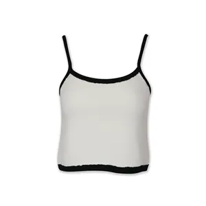 Latest Product Good Quality Cotton Sexy Round Neck Knit Strap Crop Top For Women