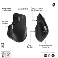 Souris sans fil Logitech MX Master 3S, 8000 DPI, défilement ultra-rapide, clic silencieux, ergonomique, pour bureau, ordinateur portable, ordinateur