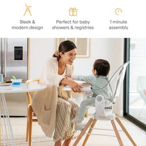 <span class=keywords><strong>Chaise</strong></span> <span class=keywords><strong>haute</strong></span> personnalisée pour bébé et tout-petit avec siège transparent et rotation à 360° °   Fauteuil pivotant, blanc et gris avec pieds en bois - Product Image 5