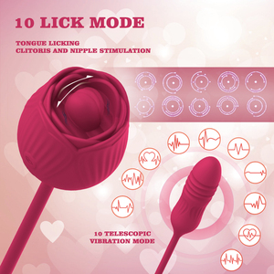 Vibrador de Lengua con Forma de Rosa, Vibrador con Movimiento de Empuje y Vibración, Juguetes Sexuales, Vibrador de Rosa para el Punto <span class=keywords><strong>G</strong></span> para Mujeres - Product Image 2