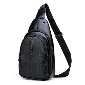 Sac à bandoulière motif <span class=keywords><strong>Crocodile</strong></span> <span class=keywords><strong>noir</strong></span> pour hommes, sac carré simple en PU - Product Image 2