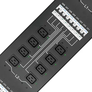 Hot Sell High Power LCD Metered Smart Pdu 100kw 240V 415V 3Phase 140A 24Way C19 Universal Socket