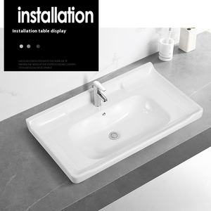 Moderno <span class=keywords><strong>lavabo</strong></span> Semi-incasso in ceramica con <span class=keywords><strong>lavabo</strong></span> da bagno <span class=keywords><strong>lavabo</strong></span> integrato - Product Image 6