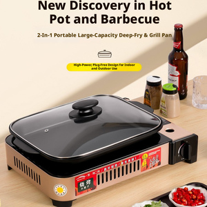 Réchaud <span class=keywords><strong>à</strong></span> gaz portable tout-en-un pour extérieur, avec plaque de cuisson pour barbecue, pot <span class=keywords><strong>à</strong></span> fondue, plaque de cuisson pour poisson et four spécial pour friture et cuisson - Product Image 4