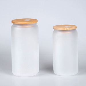 Vasos de Vidrio Rectos y Delgados de 16 oz para Refrescos y Café, Sublimables, con Tapa de Bambú - Product Image 3