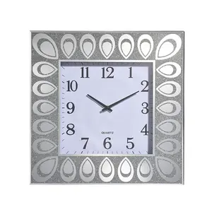 Light luxury modern creative square silver powder cat eye clock living room porch wall hanging decorative clock