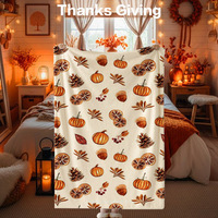 Couverture en flanelle pour Thanksgiving, motif citrouille, feuille d'érable et dinde, couverture de repos, couverture de sieste, décoration d'automne, récolte d'automne, résistante à la décoloration