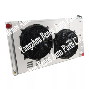 Radiador de aluminio para piezas de automóviles, radiador de 3 filas + ventiladores de cubierta para Chevy Bel Air Impala <span class=keywords><strong>Chevelle</strong></span> 1963-1968 67 <span class=keywords><strong>65</strong></span> - Product Image 2