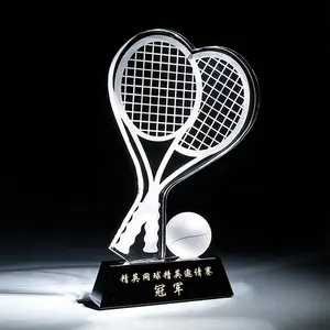 troféu de campeão de tênis Suppliers-Hotsale Engraved Crystal Tennis Champion Awards for Honor Sports Souvenirs