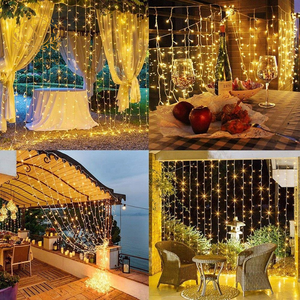 Lãng mạn LED rèm ánh sáng đám cưới cảnh sân khấu trang trí đầy màu sắc thác nước ánh Sáng Cây giáng sinh bầu trời đầy sao ánh sáng chuỗi - Product Image 2