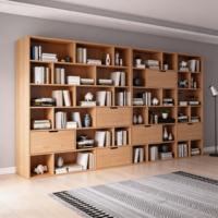 Librería Modular de Madera Maciza con Estantes Abiertos y Cajones - Fabricación Personalizada OEM Directo de Fábrica