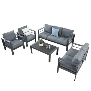 Set di divani per 6 persone Ningbo elegante stile esterno in alluminio con tavolino esterno mobili da giardino