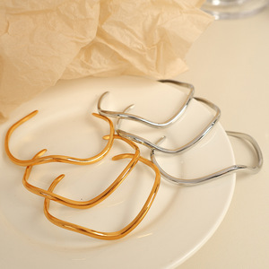 European American Style Retro Titanium Steel <b>Bracelet</b> Gold Open <b>Bangle</b> Unisex Fashion Jewelry - Product Image 2