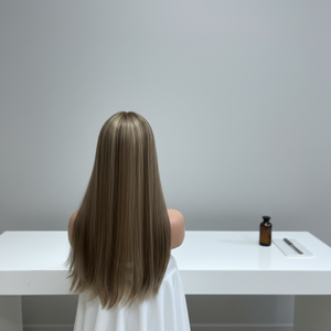 Parrucca Ebraica in Seta con Topper per Capelli Umani Pre-Piumata con Frontale in Pizzo, Pronta per la Spedizione, Consegna Rapida - Product Image 2